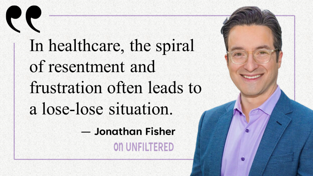 Dr. Jonathan Fisher, pictured, is quoted as saying "In healthcare, the spiral of resentment and frustration often leads to a lose-lose situation."